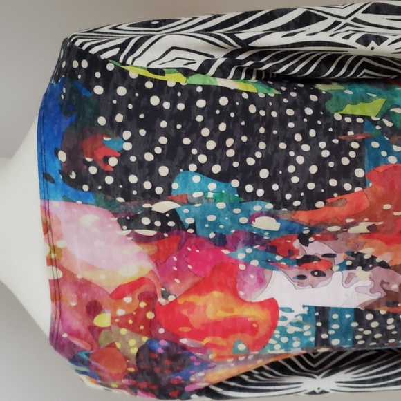 Amma made in LA Top Tunic Multi Colore Abstract Animal Design  3/4 Sleeve, Sz S - Picture 4 of 16